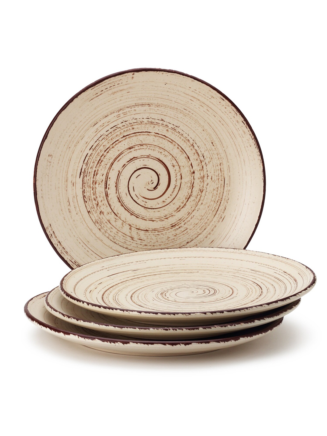 

BODHI HOUSE 4 Pieces Beige Printed Stoneware Glossy Plates