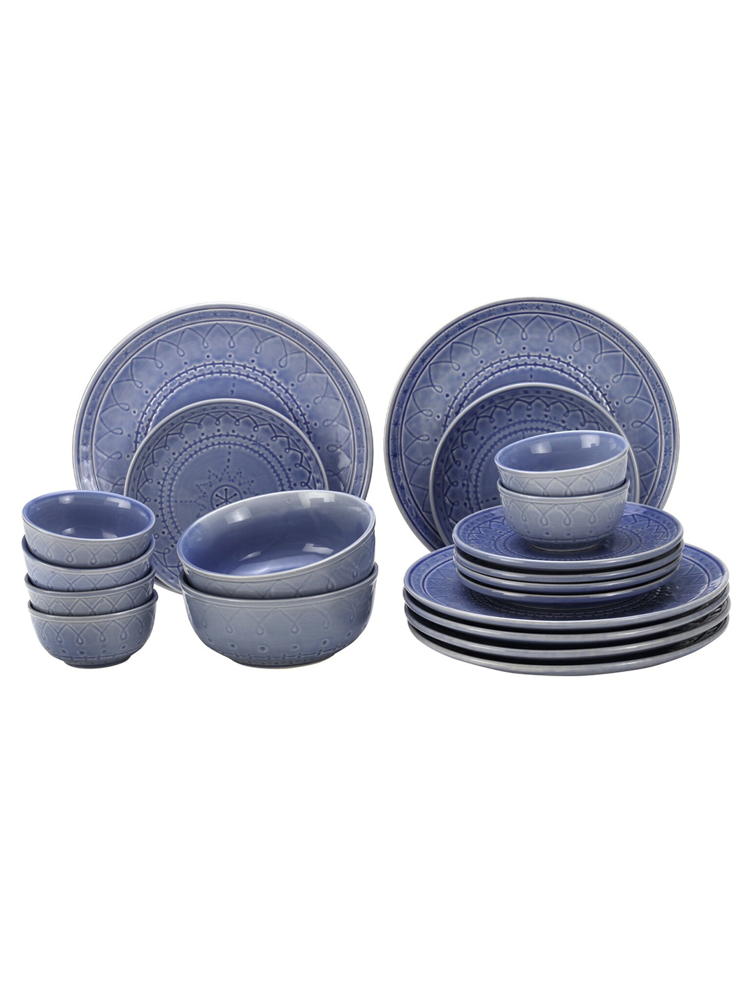 

BODHI HOUSE 20 Pieces Blue Printed Ceramic Glossy Dinner Set