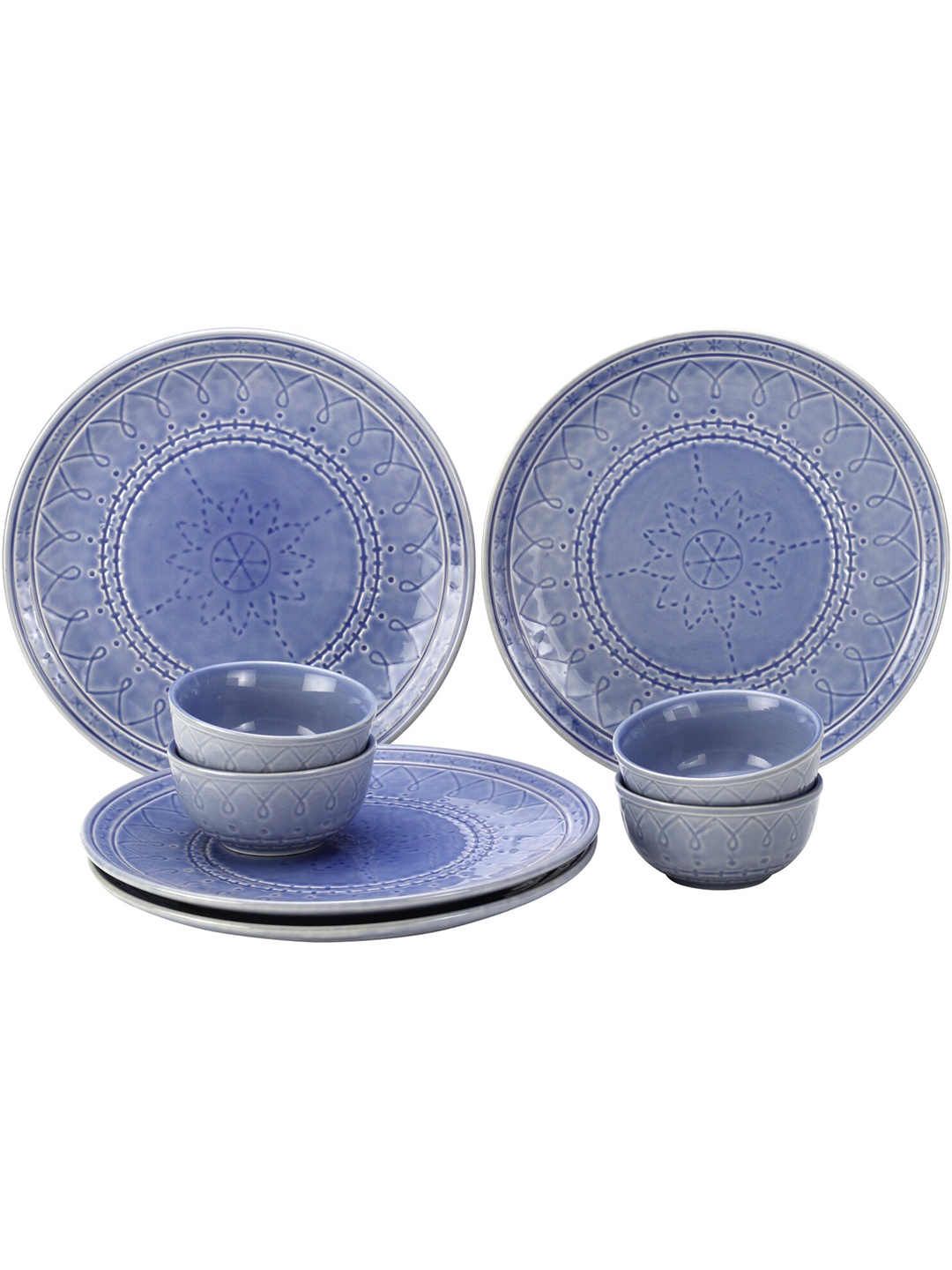 

BODHI HOUSE Blue 8 Pieces Printed Ceramic Glossy Dinner Set