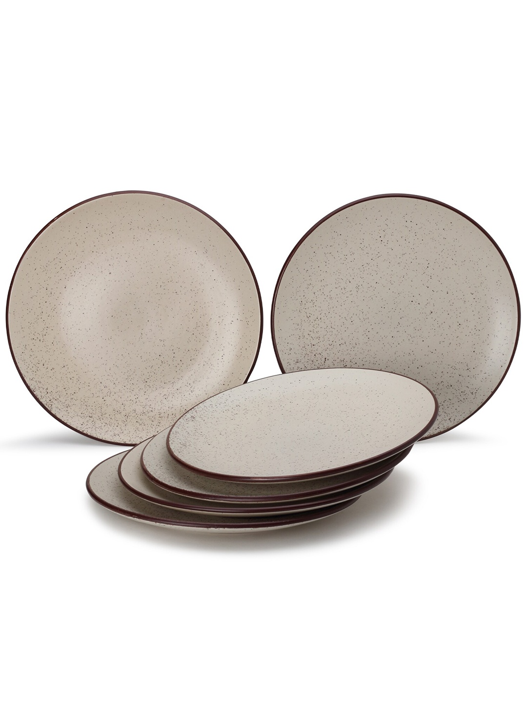 

BODHI HOUSE Beige & Black 6 Pieces Ceramic Glossy Plates