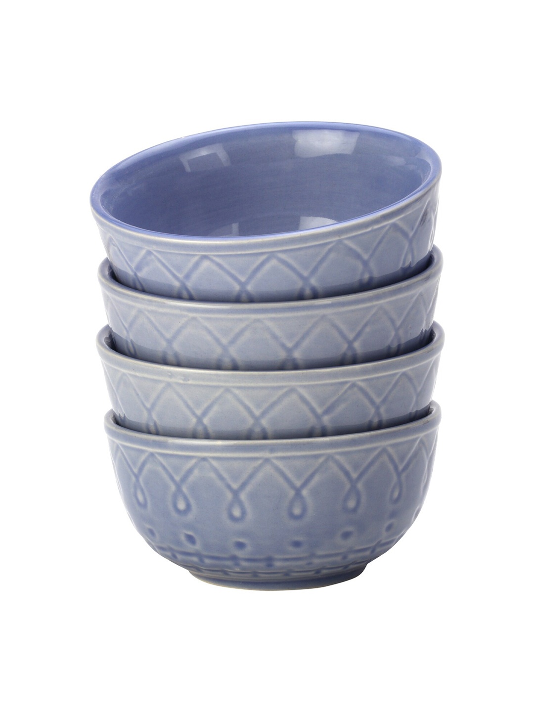

BODHI HOUSE Blue 4 Pieces Printed Ceramic Glossy Bowls