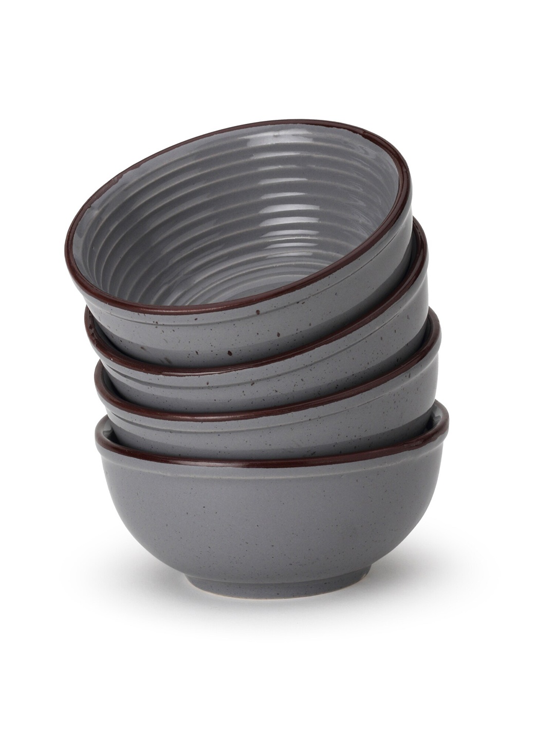 

BODHI HOUSE Grey 4 Pieces Textured Ceramic Glossy Bowls