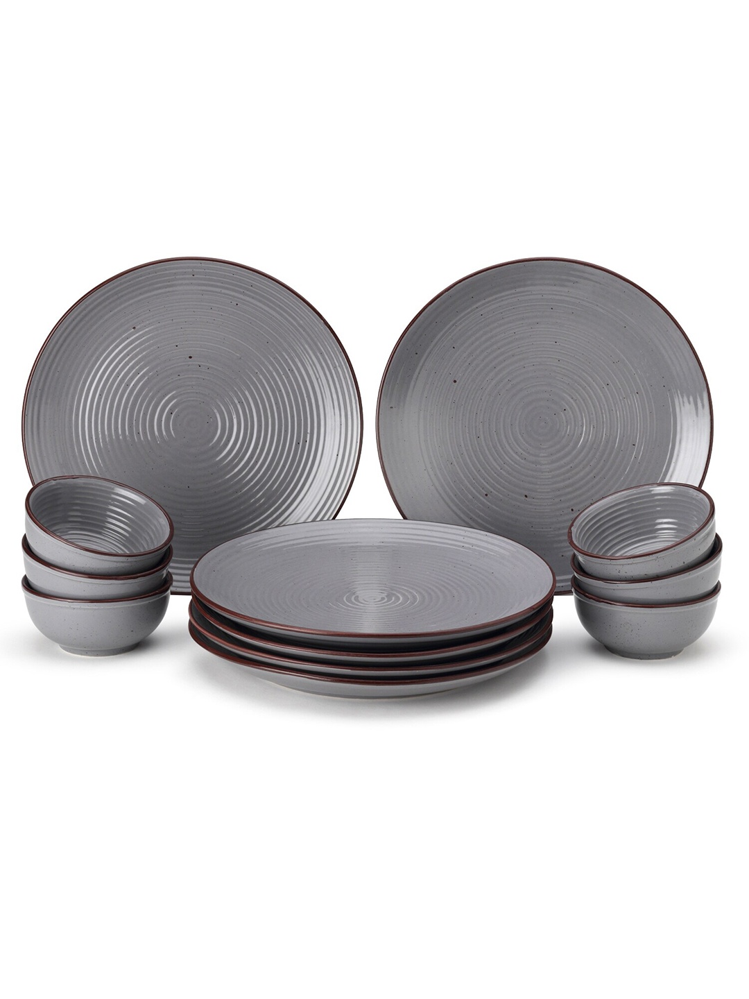 

BODHI HOUSE Grey 12 Pieces Ceramic Glossy Dinner Set