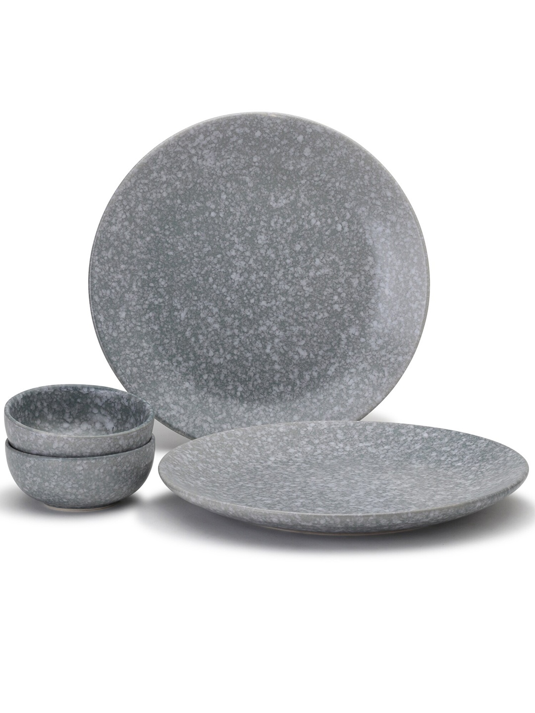 

BODHI HOUSE Grey 4 Pieces Printed Ceramic Glossy Dinner Set