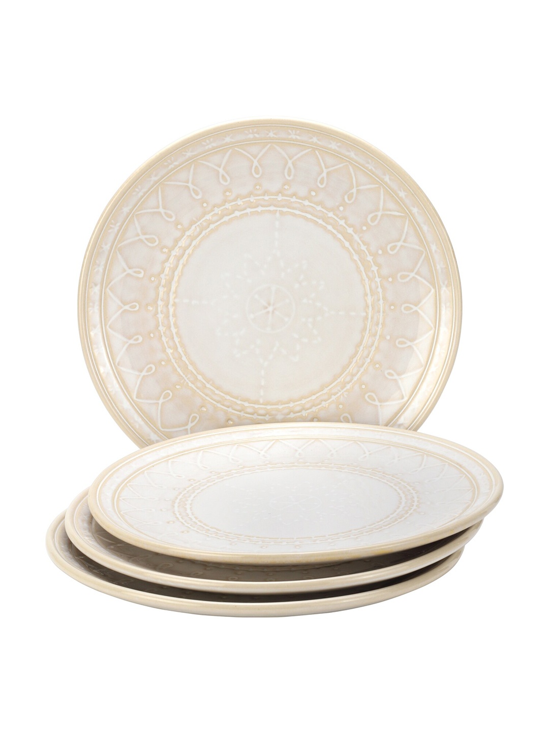 

BODHI HOUSE White & Brown 4 Pieces Textured Ceramic Glossy Plates