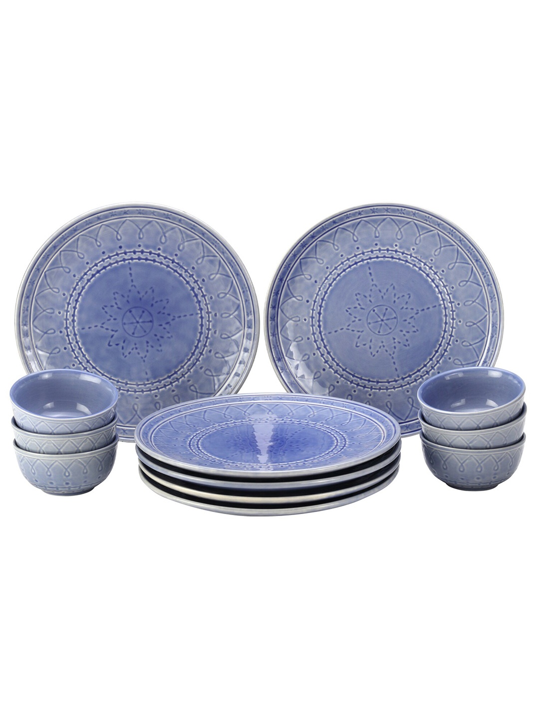 

BODHI HOUSE 12 Pieces Blue Printed Ceramic Glossy Dinner Set
