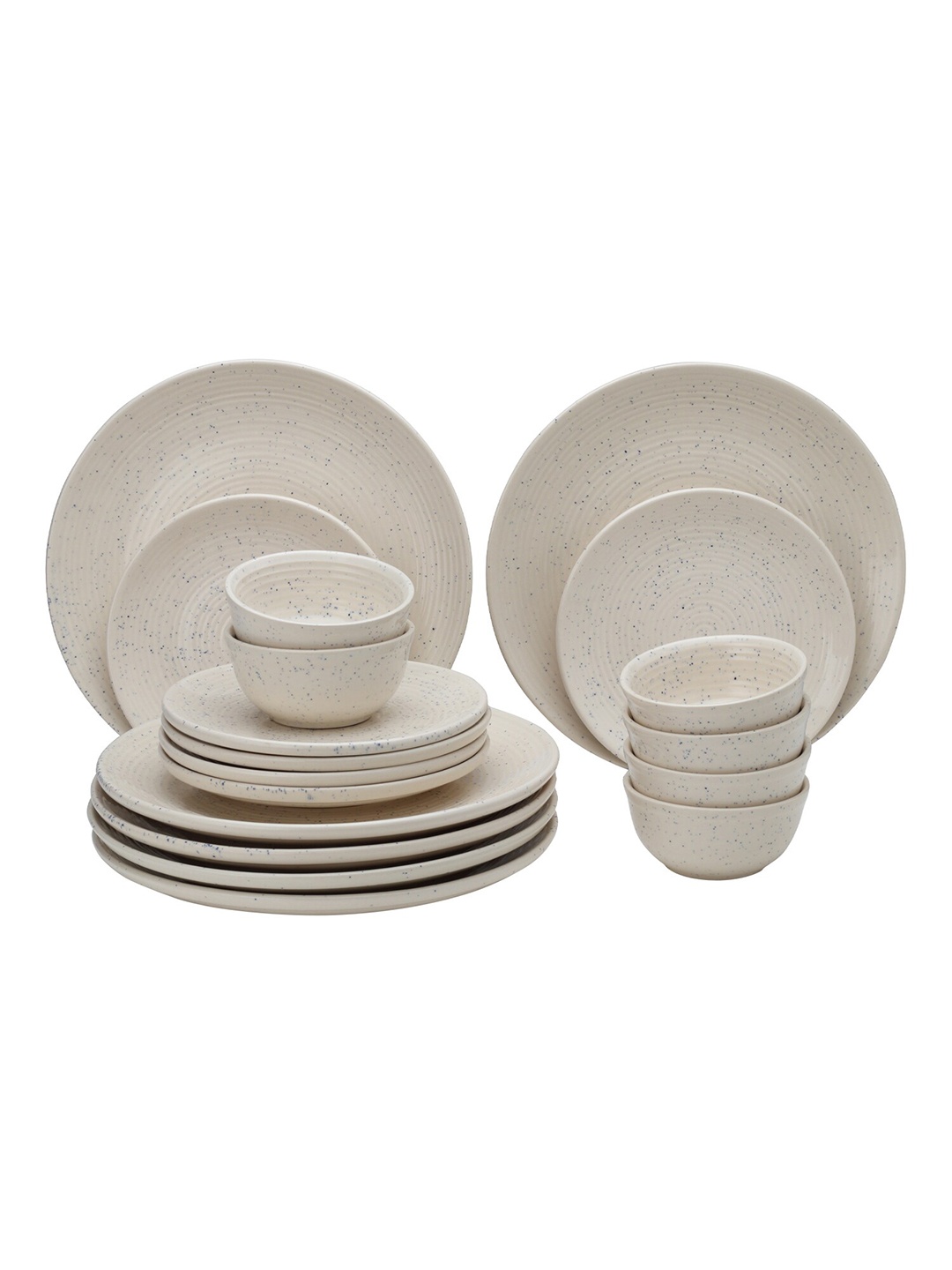 

BODHI HOUSE Taupe Colored 18 Pieces Ribbed Ceramic Glossy Dinner Set