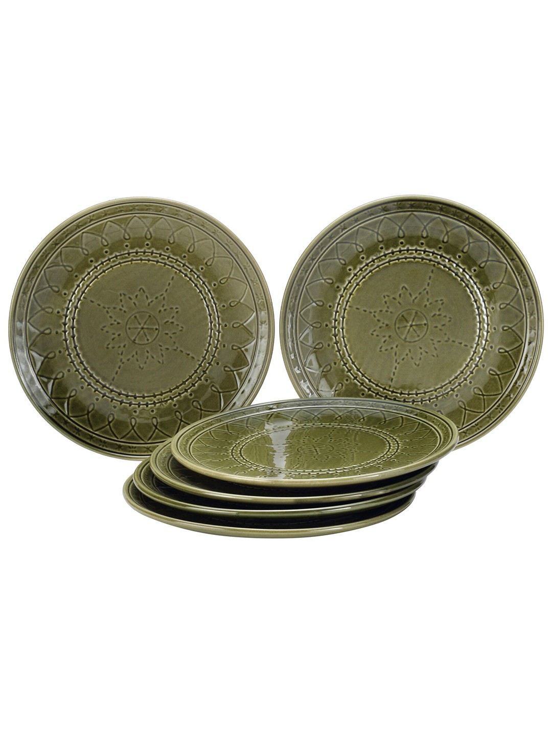 

BODHI HOUSE Green 6 Pieces Textured Ceramic Glossy Plates