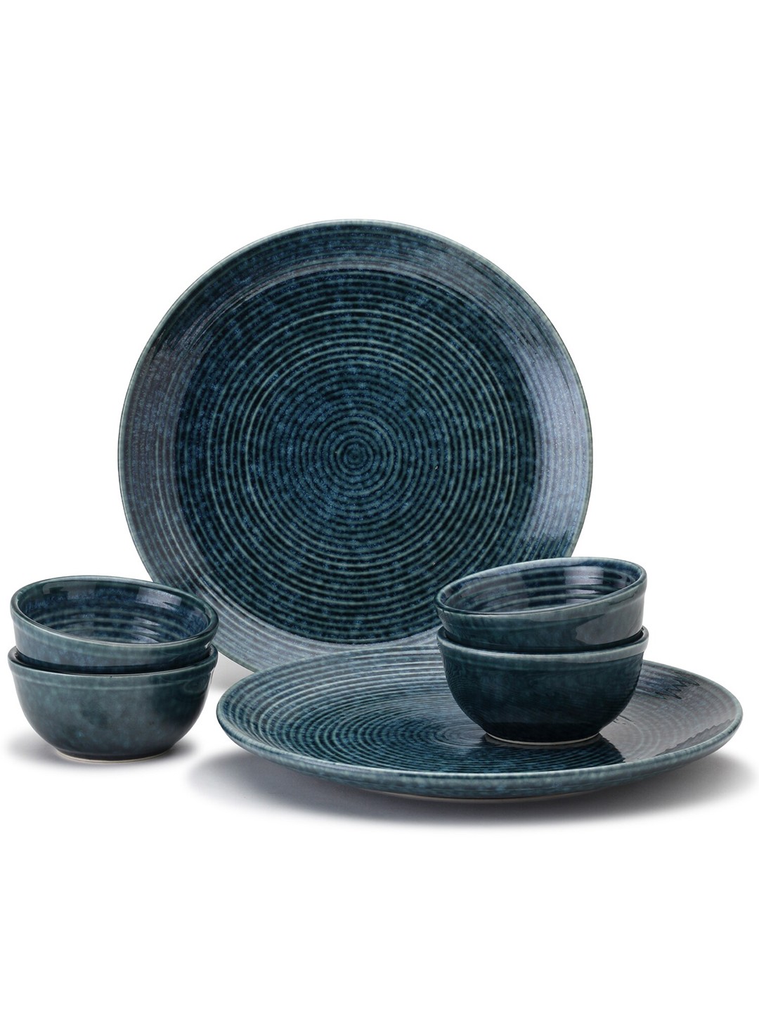 

BODHI HOUSE Green 6 Pieces Textured Ceramic Glossy Dinner Set
