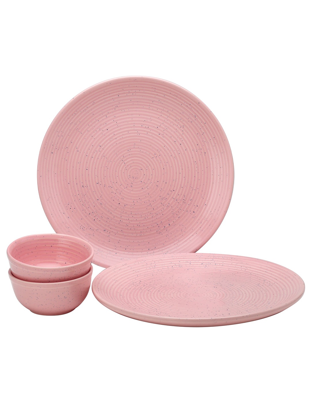 

BODHI HOUSE Pink 4 Pieces Printed Ceramic Glossy Dinner Set