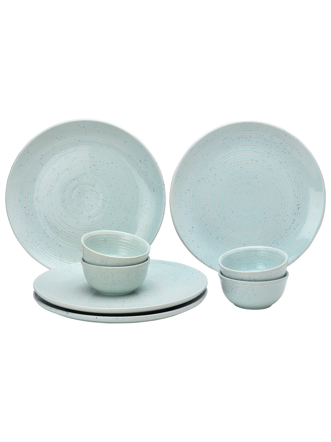 

BODHI HOUSE Green Blue 8 Pieces Handcrafted Printed Ceramic Glossy Dinner Set