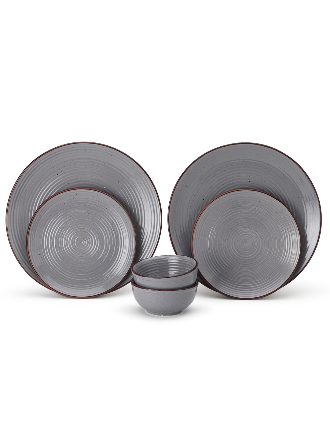 

BODHI HOUSE Grey & Brown 6 Pieces Handcrafted Ceramic Glossy Dinner Set