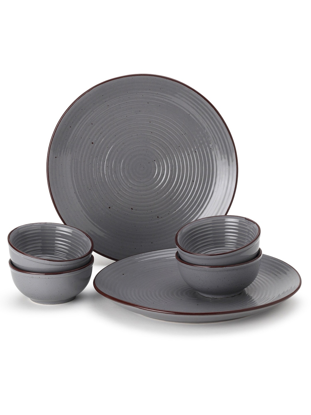 

BODHI HOUSE Grey 6 Pieces Printed Ceramic Glossy Dinner Set