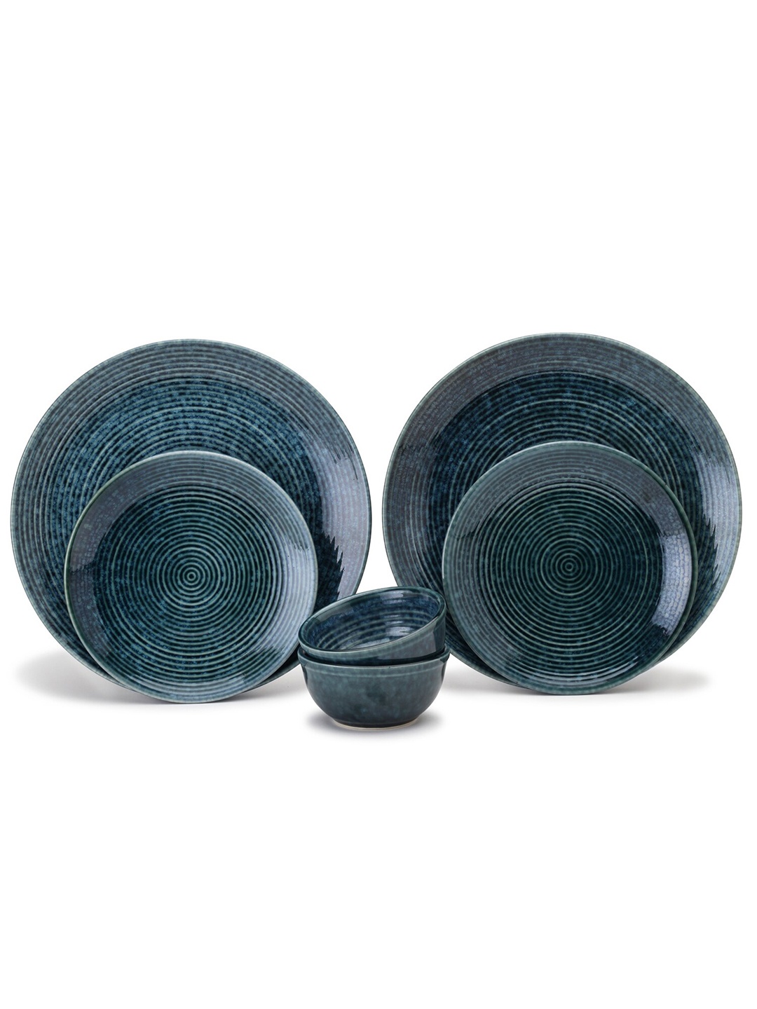 

BODHI HOUSE 6 Pieces Green Textured Ceramic Glossy Dinner Set