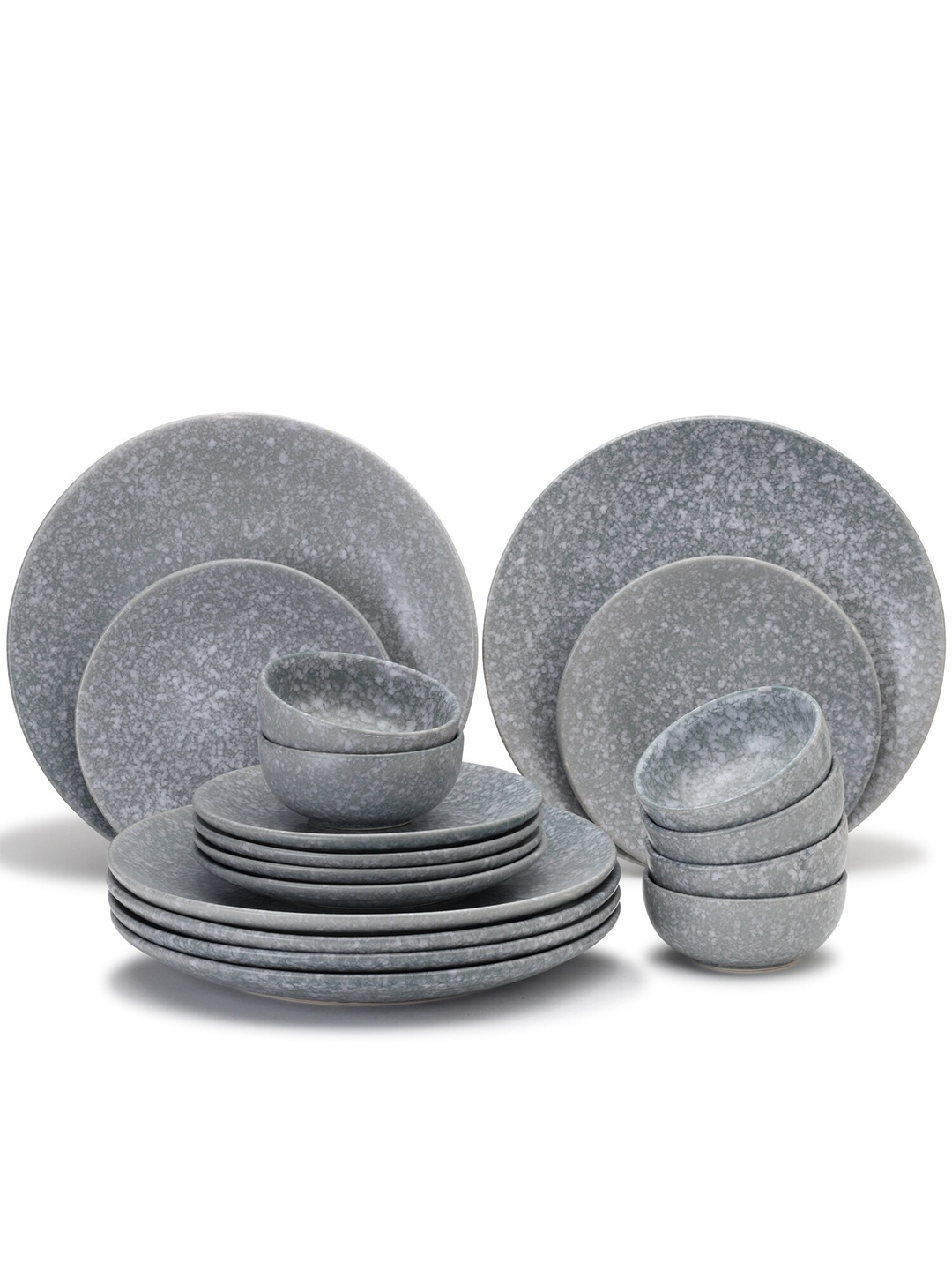 

BODHI HOUSE Grey 18 Pieces Printed Ceramic Glossy Dinner Set