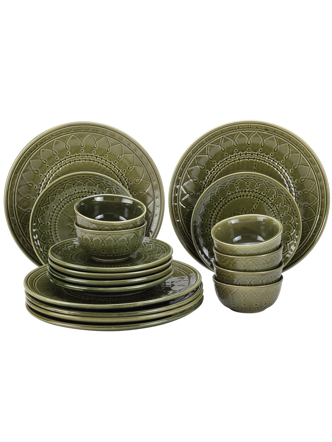 

BODHI HOUSE Green18 Pieces Ceramic Glossy Dinner Set, Pink