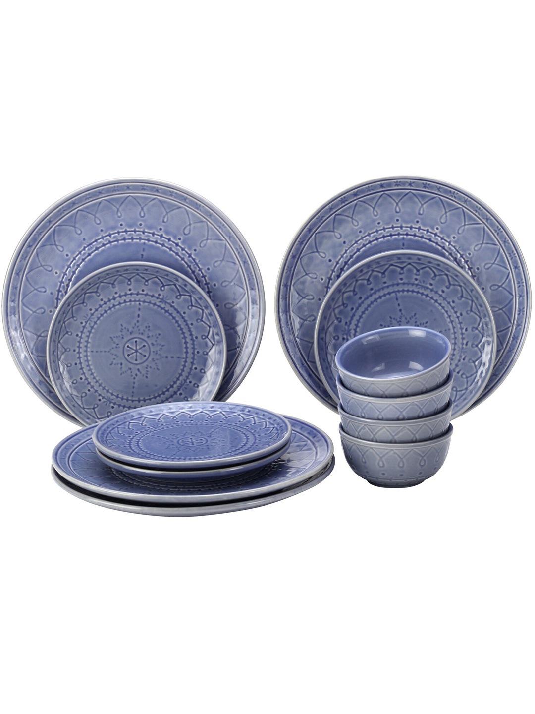 

BODHI HOUSE Blue 12 Pieces Printed Ceramic Glossy Dinner Set