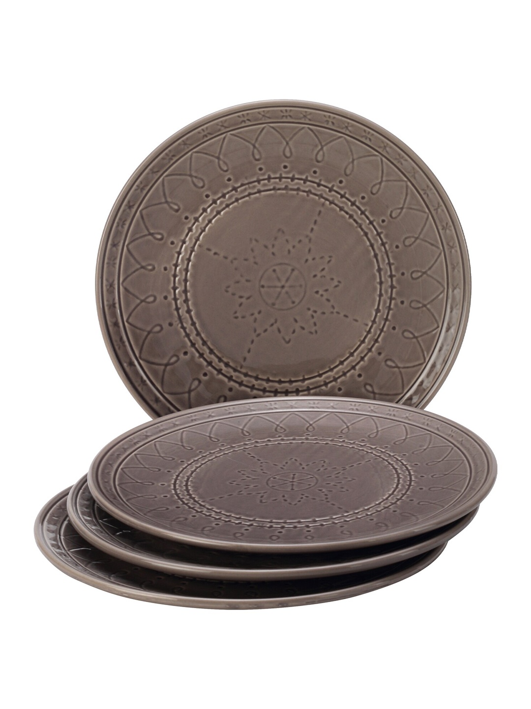 

BODHI HOUSE Grey 4 Pieces Handcrafted Ceramic Glossy Dinner Plates