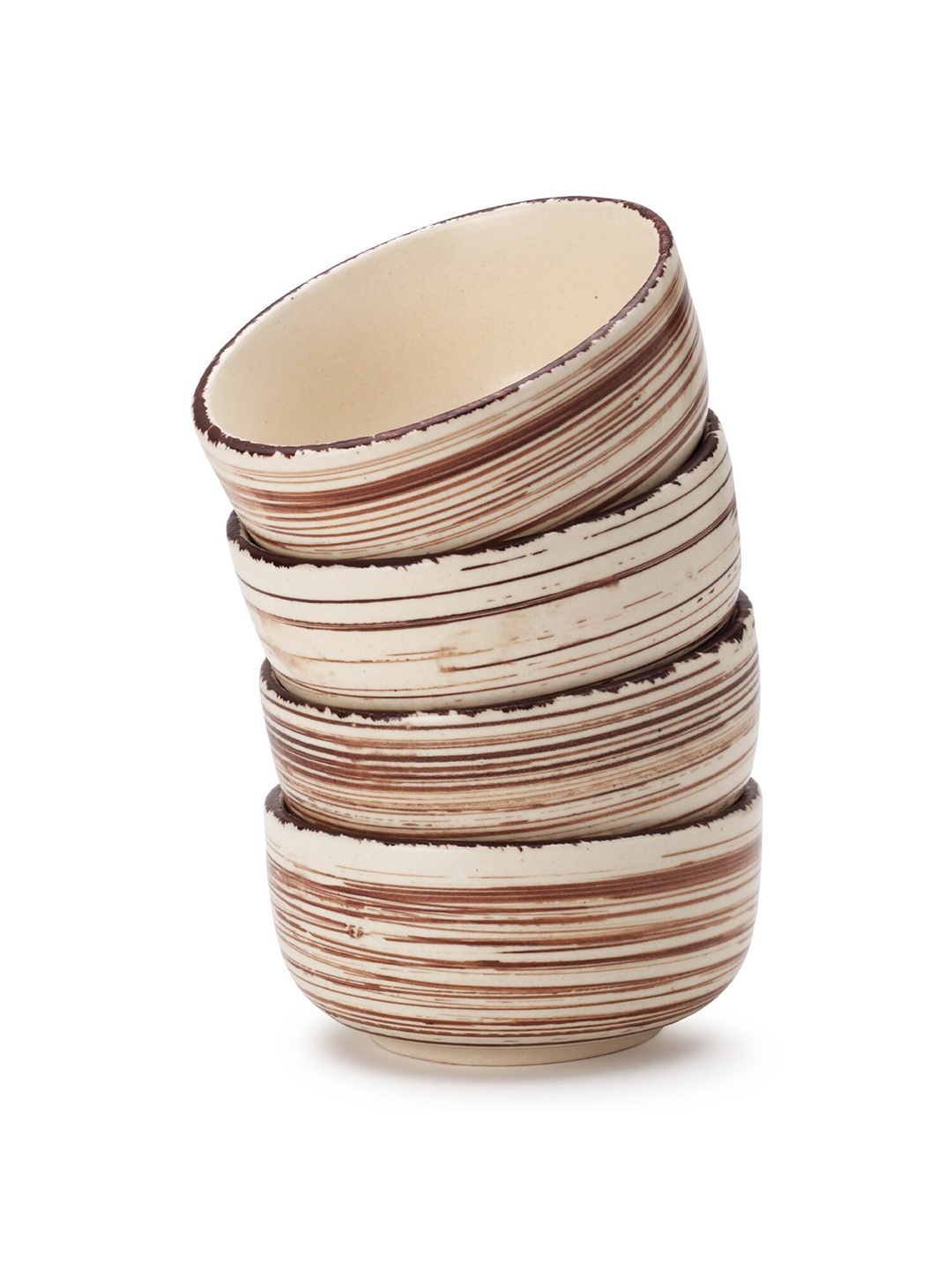 

BODHI HOUSE 4 Pieces Beige Printed Ceramic Glossy Bowls