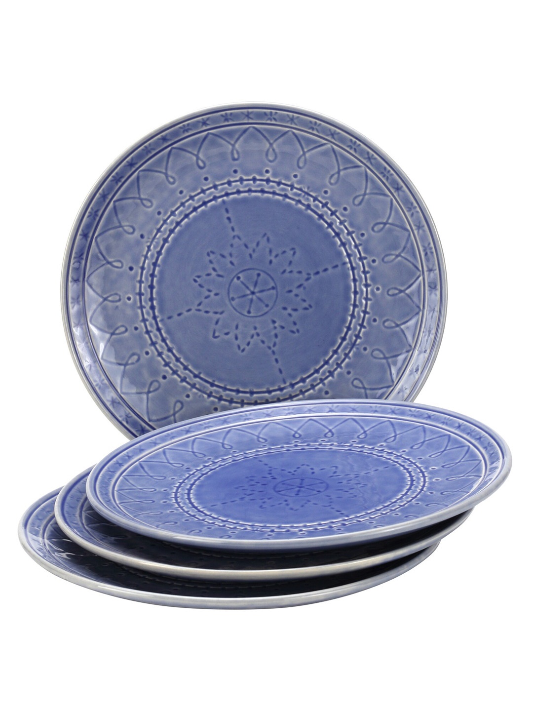 

BODHI HOUSE Blue 4 Pieces Printed Ceramic Glossy Dinner Plates