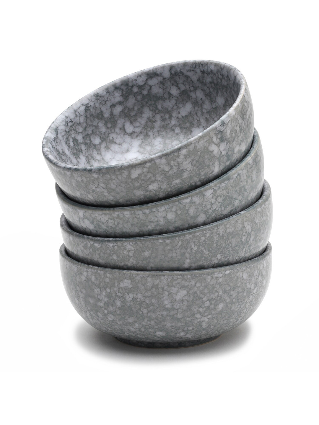 

BODHI HOUSE Grey & White 4 Pcs Printed Ceramic Glossy Small Dinner Bowls - 160 Ml Each