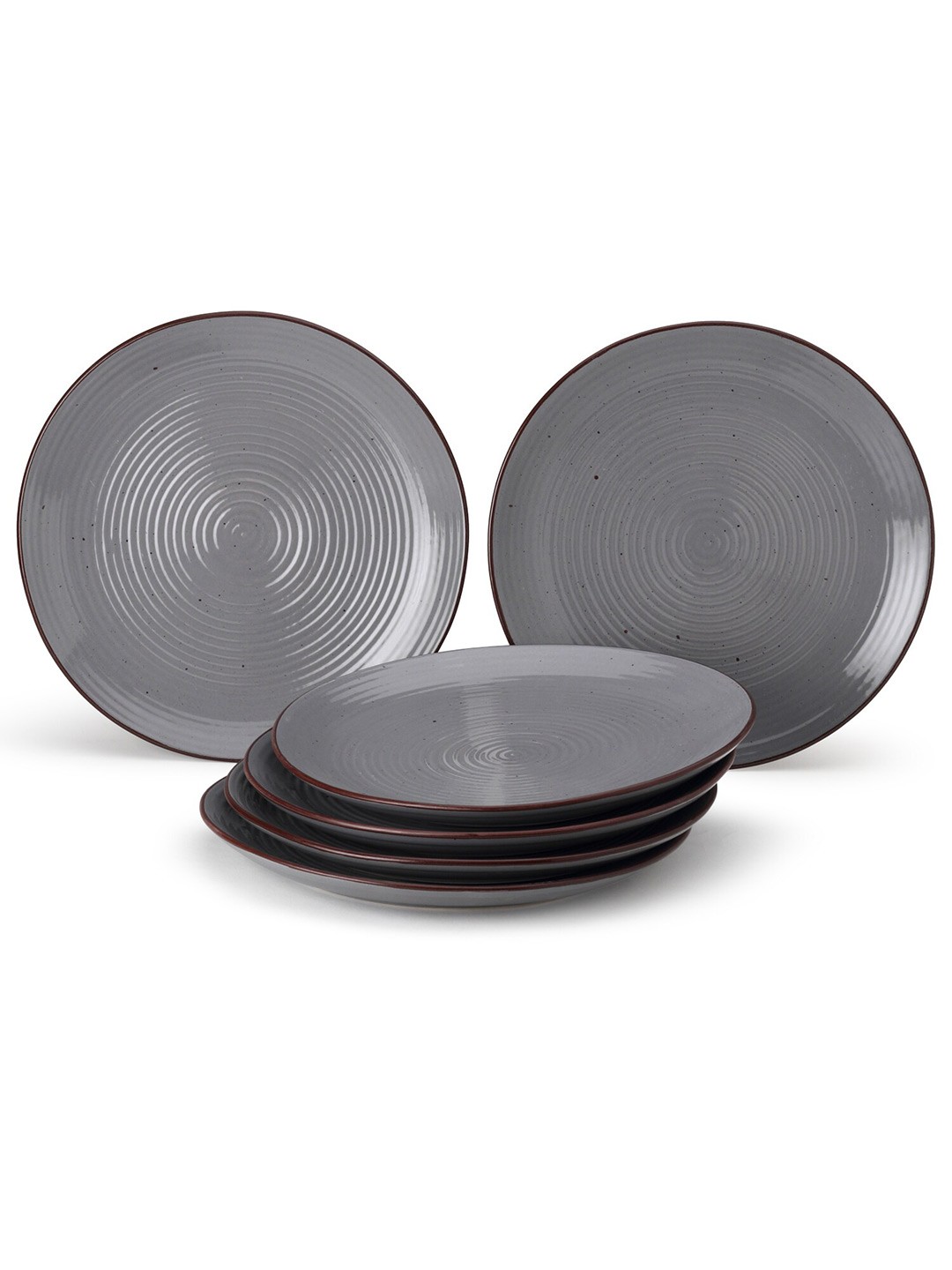 

BODHI HOUSE Grey 6 Pieces Textured Ceramic Glossy Plates