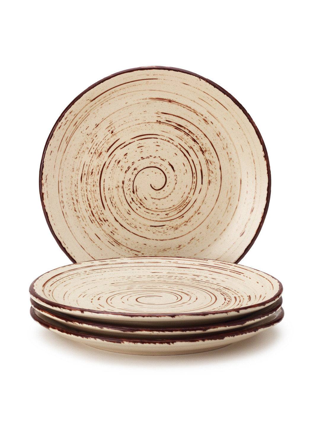 

BODHI HOUSE Beige 4 Pieces Printed Ceramic Glossy Plates