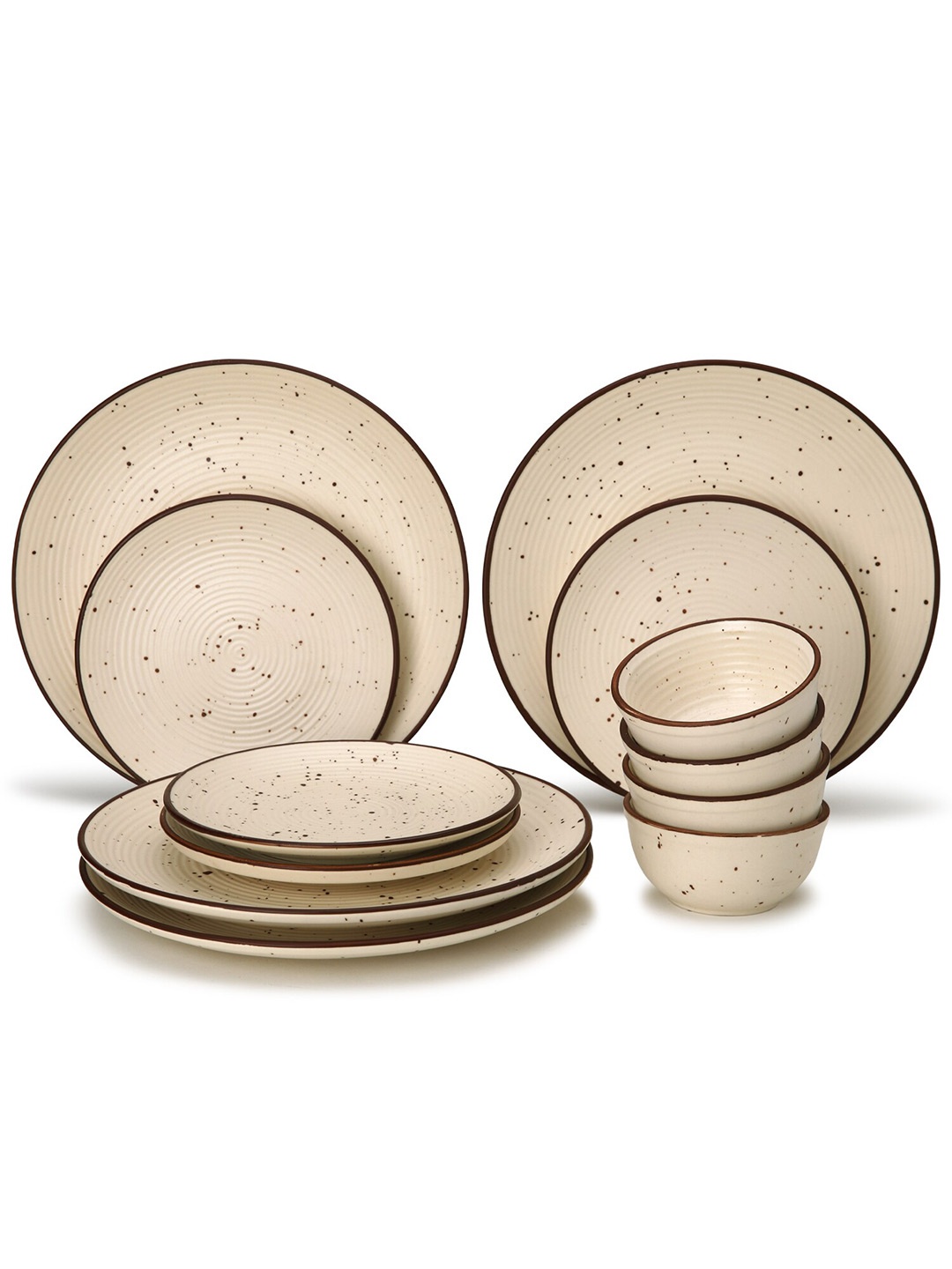 

BODHI HOUSE Beige & Brown 12 Pieces Ceramic Glossy Dinner Set