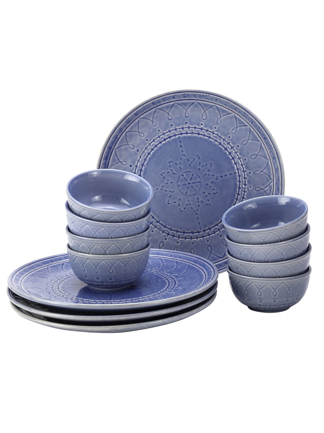 

BODHI HOUSE 12 Pieces Grey Printed Ceramic Glossy Dinner Set