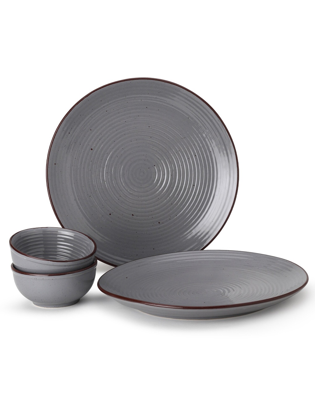

BODHI HOUSE Grey 4 Pieces Printed Ceramic Glossy Dinner Set