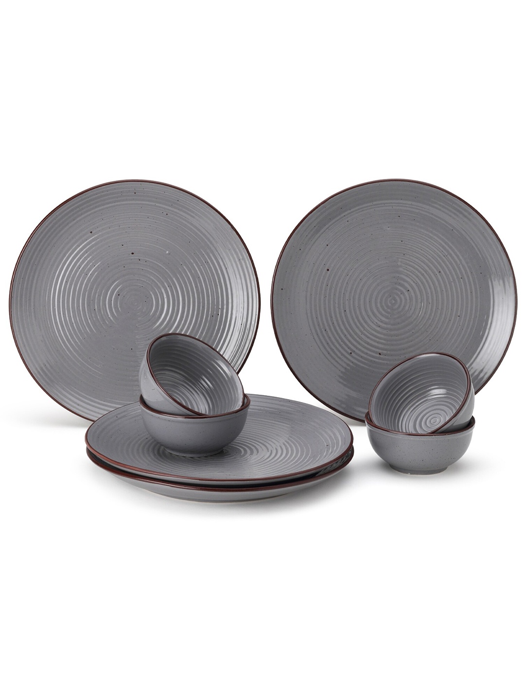 

BODHI HOUSE 8 Pieces Grey Ceramic Glossy Dinner Set