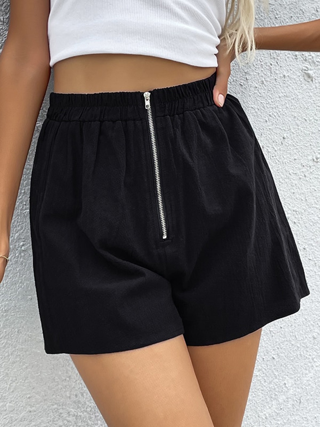 

StyleCast Women Black High-Rise Regular Shorts