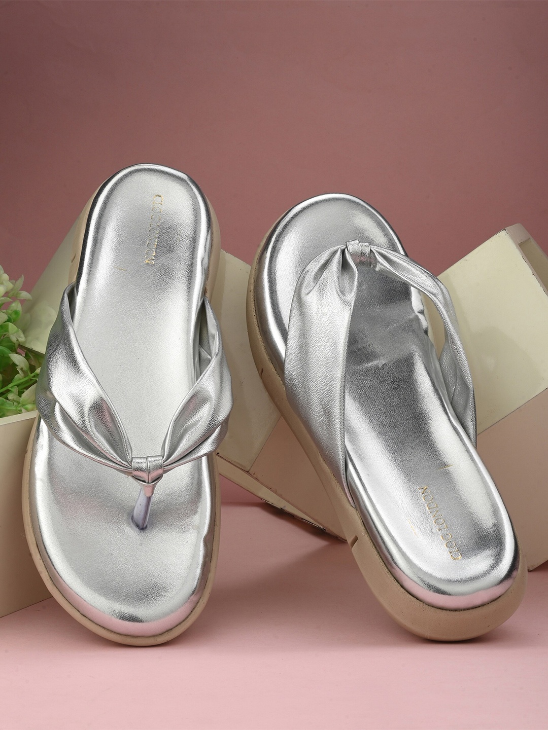 

CLOG LONDON Open Toe Comfort Heels, Silver
