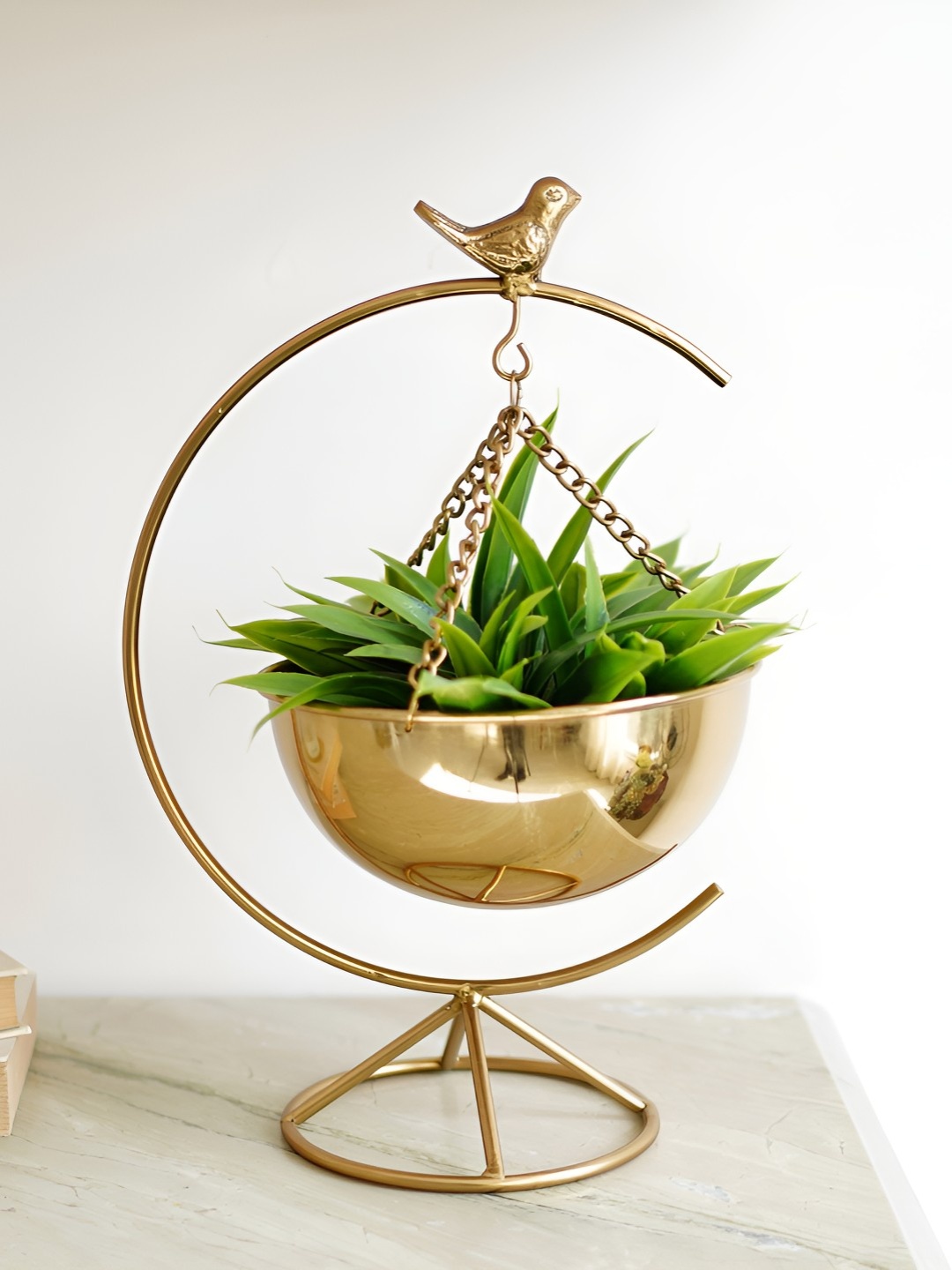 

BEHOMA Gold Bird Metal Planter With Stand