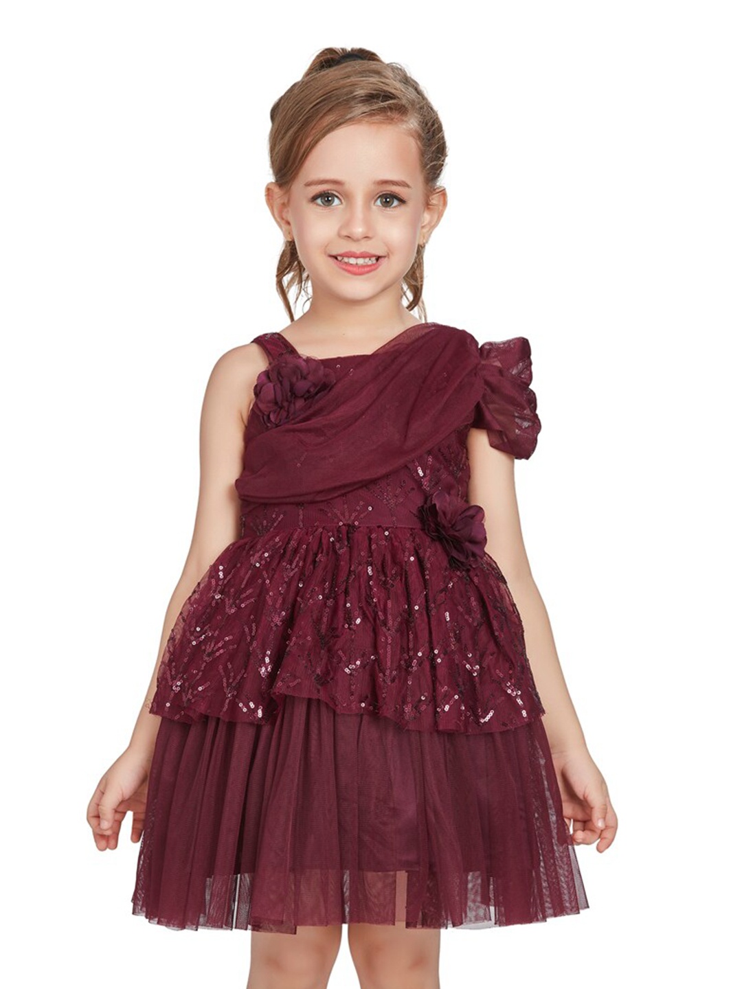 

Peppermint Embellished Sequined A-Line Dress, Purple