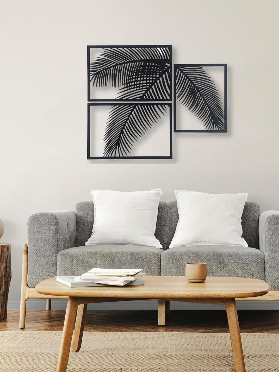 7 Decore Black 3-Piece Leaf Wooden Wall Decor