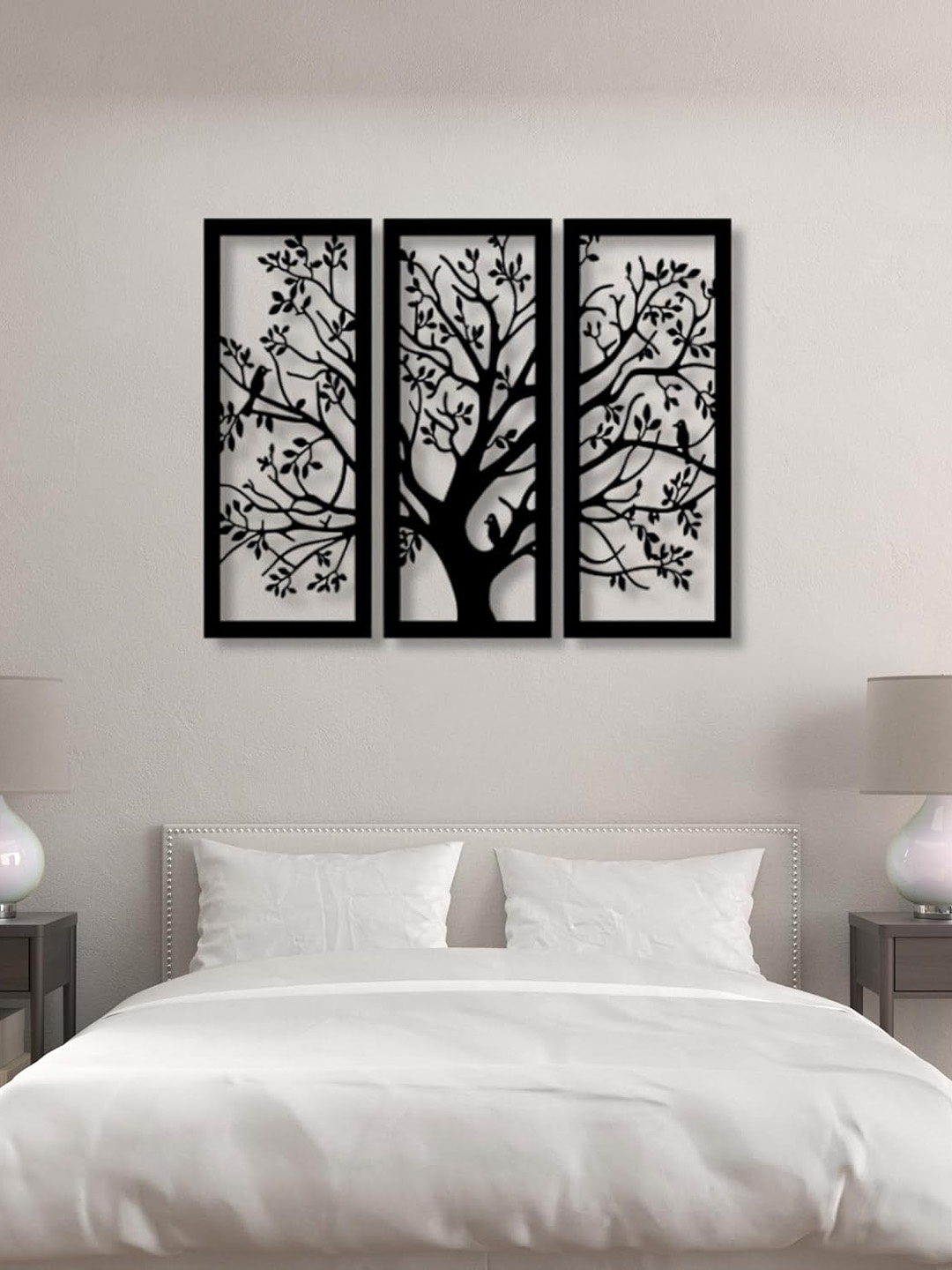 

7 Decore 3 Pcs Black Wooden Tree Wall Hangings
