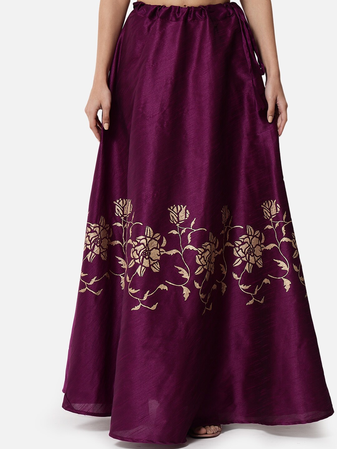 

studio rasa Block Printed Flared Maxi Skirt, Purple