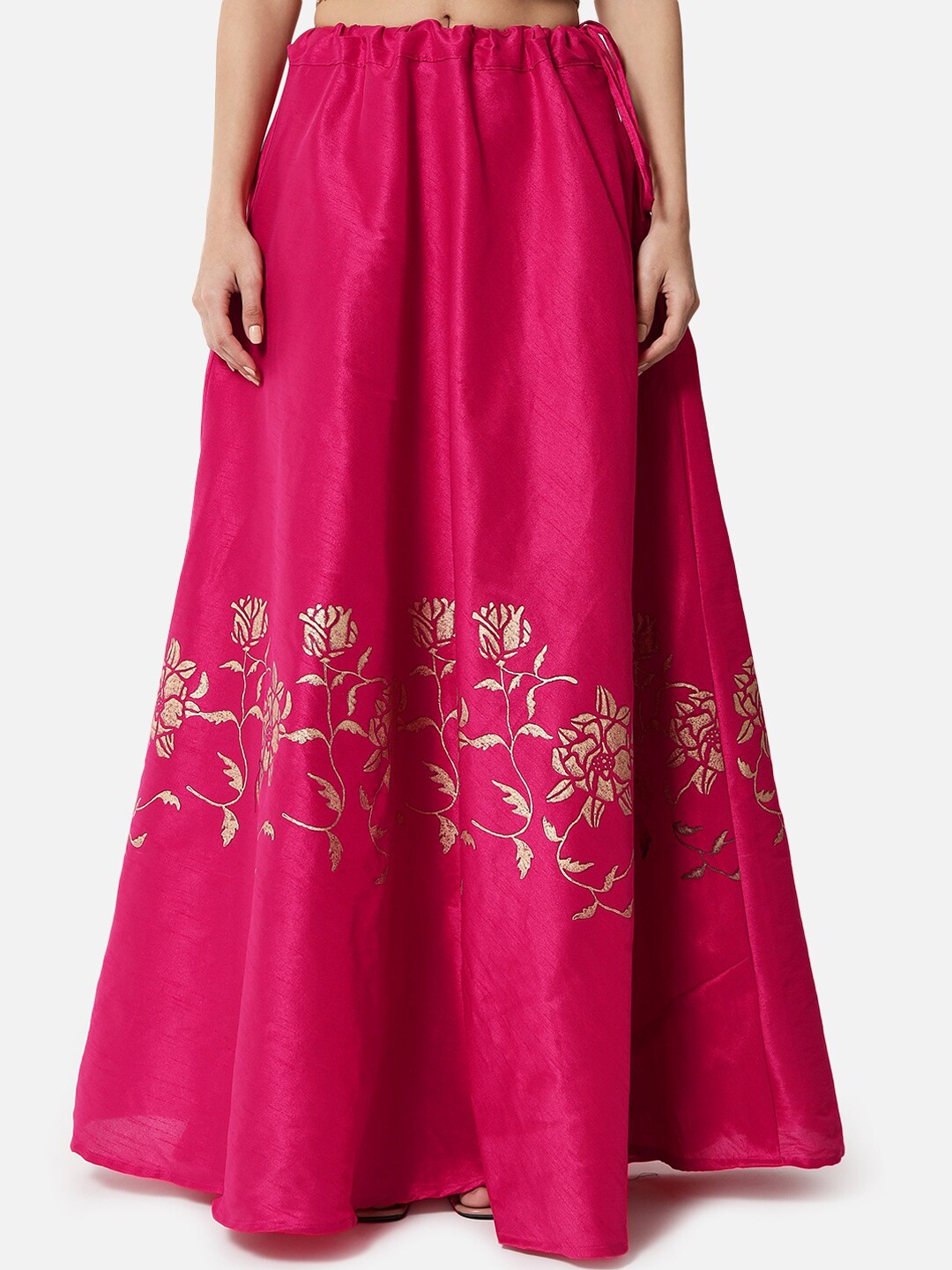 

studio rasa Floral Printed Flared Maxi Ethnic Skirt, Pink