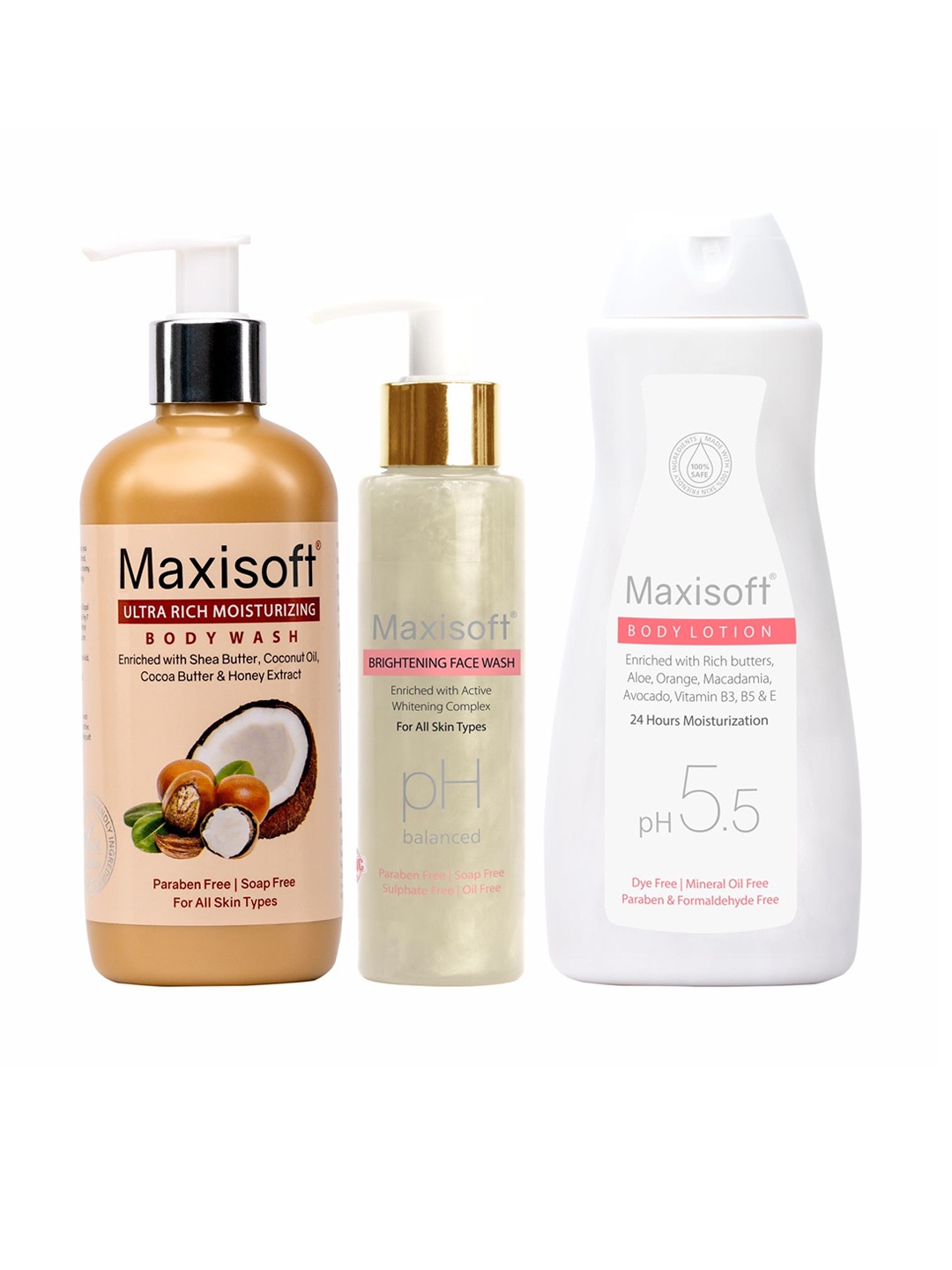 

Maxisoft Set of Winter Care Body Lotion & Face Wash with Moisturizing Body Wash, Brown