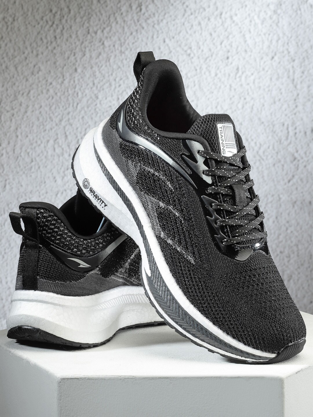 

ASIAN Men HYPERCUSHION-01 Textile Running Shoes, Black