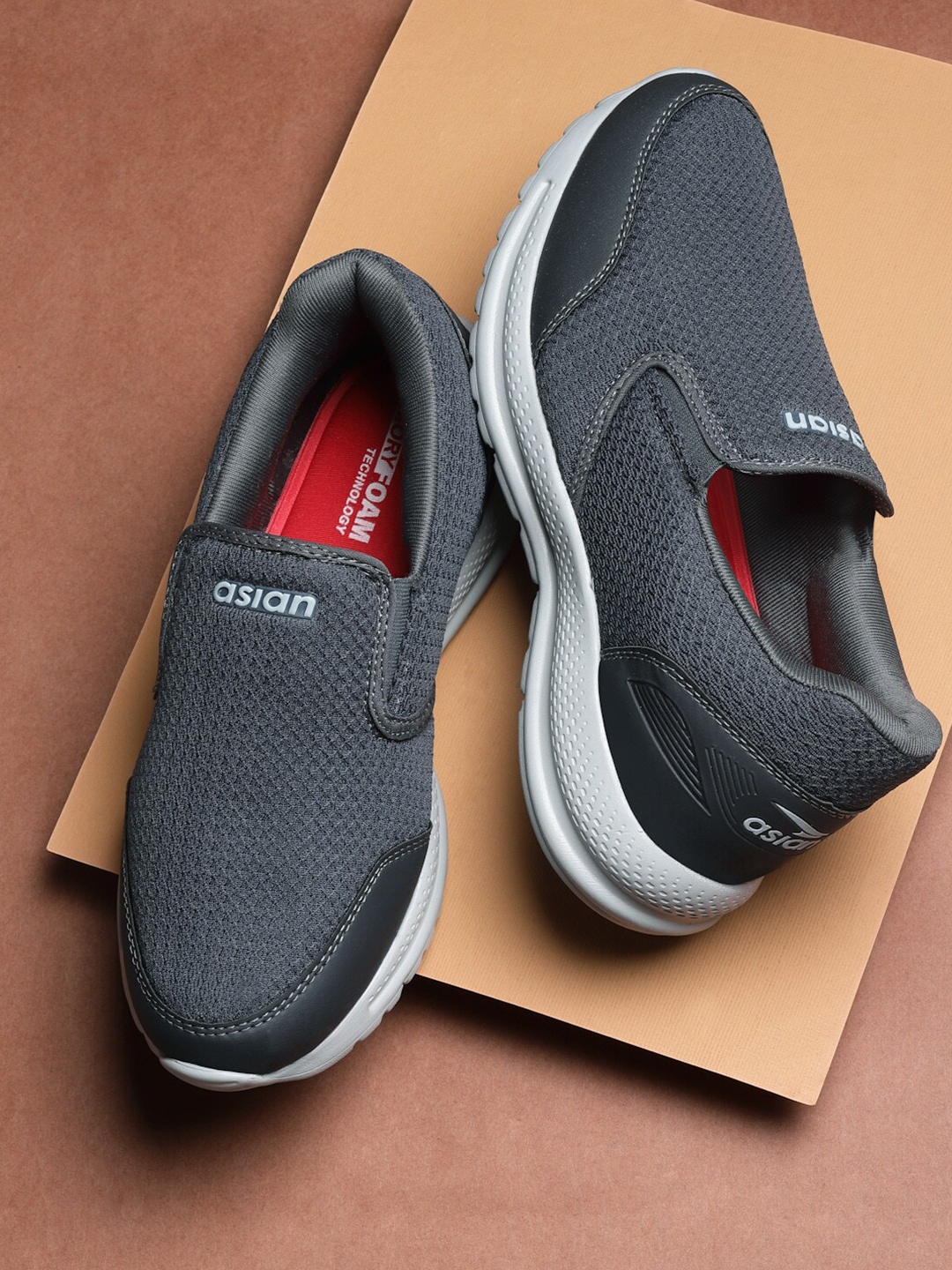 

ASIAN Men SUPERWALK-17 Slip-On Running Shoes, Grey
