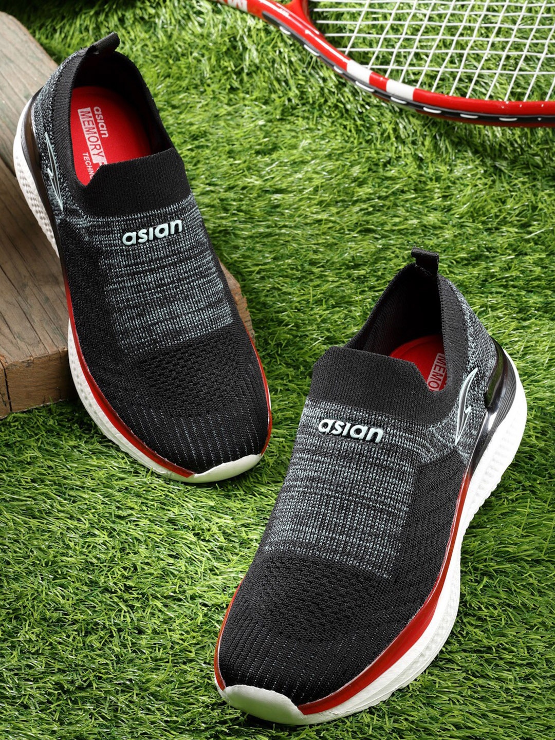 

ASIAN Men WIND-PRO-05 Slip-On Running Shoes, Black