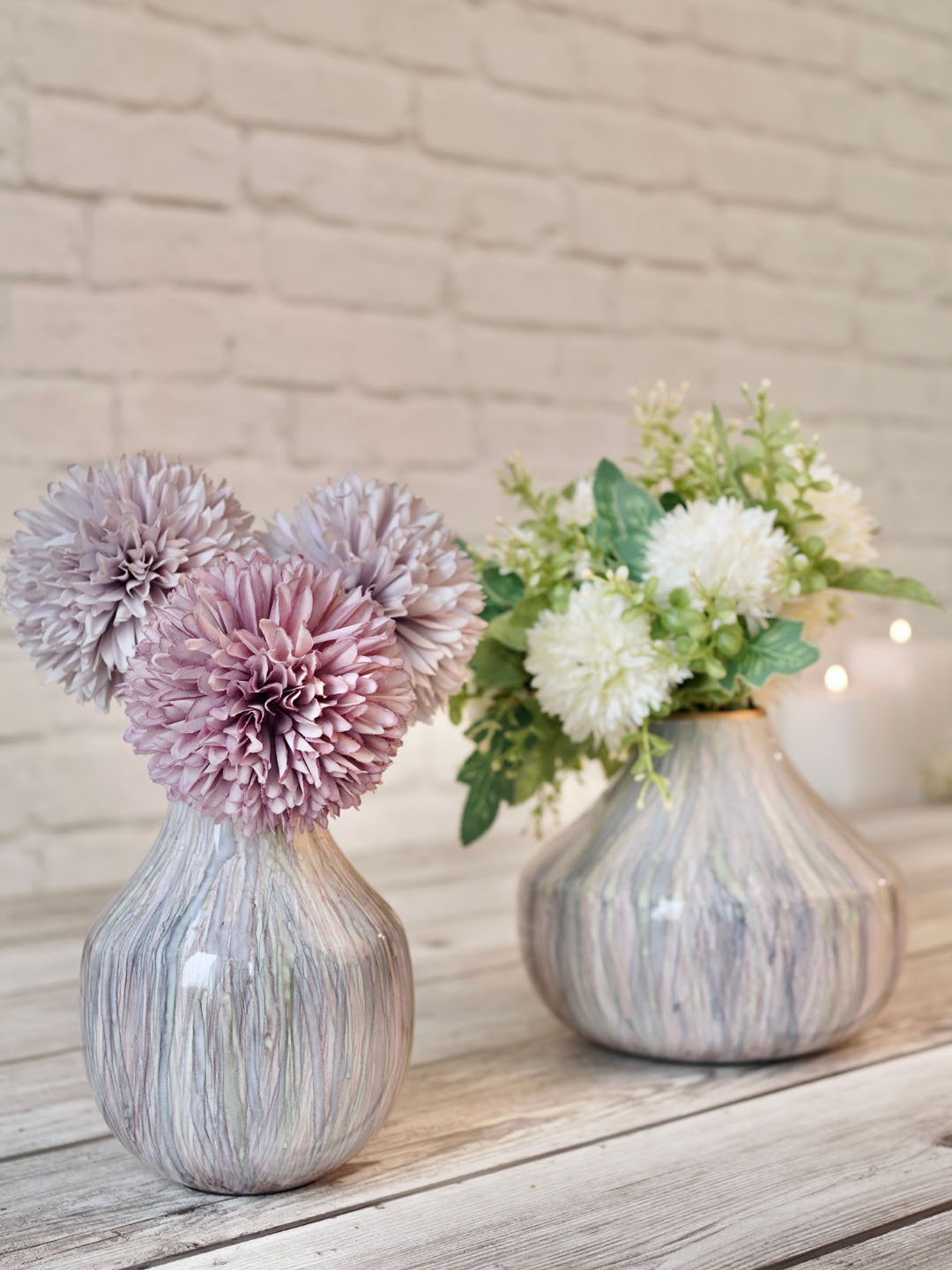 

BEHOMA Set of 2 Multicolour Metal Flower Vases, Multi