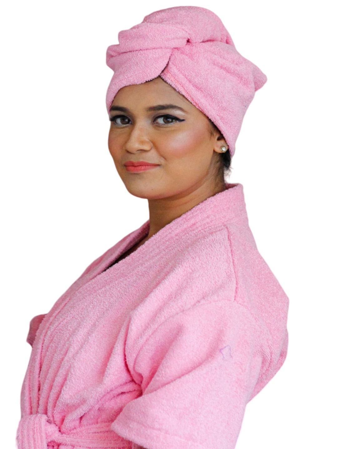 

GAB Women Pink Solid Cotton 210 GSM Head Wrap
