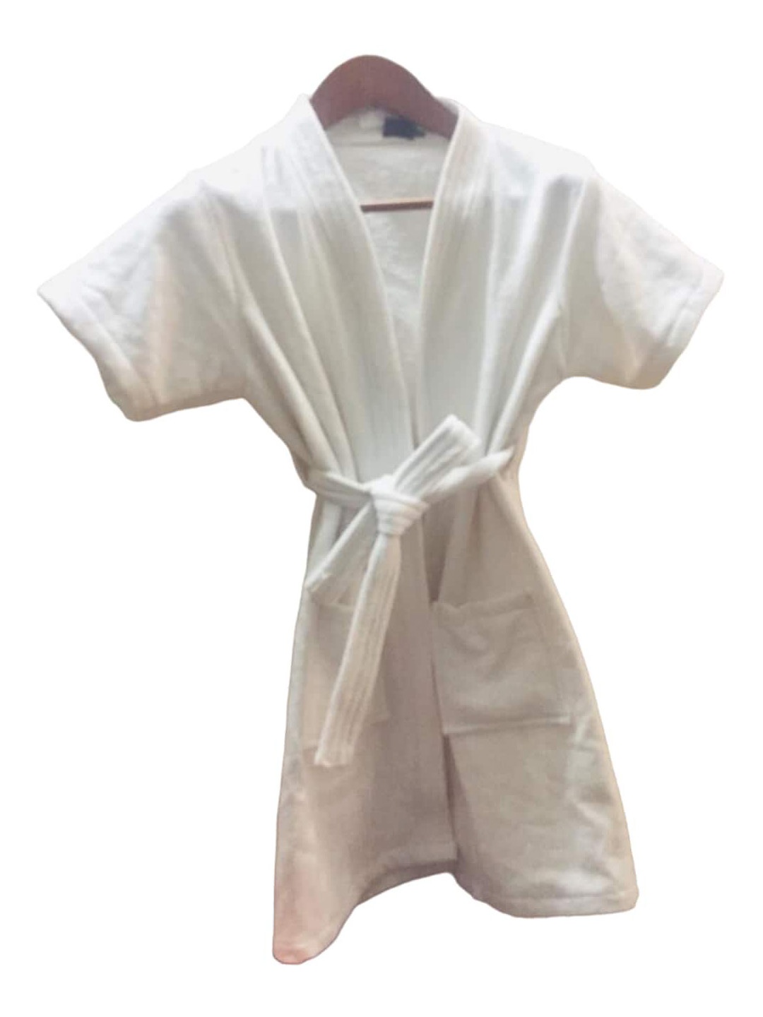 

GAB Kids Shawl Collar Cotton Bath Robe With Belt, White