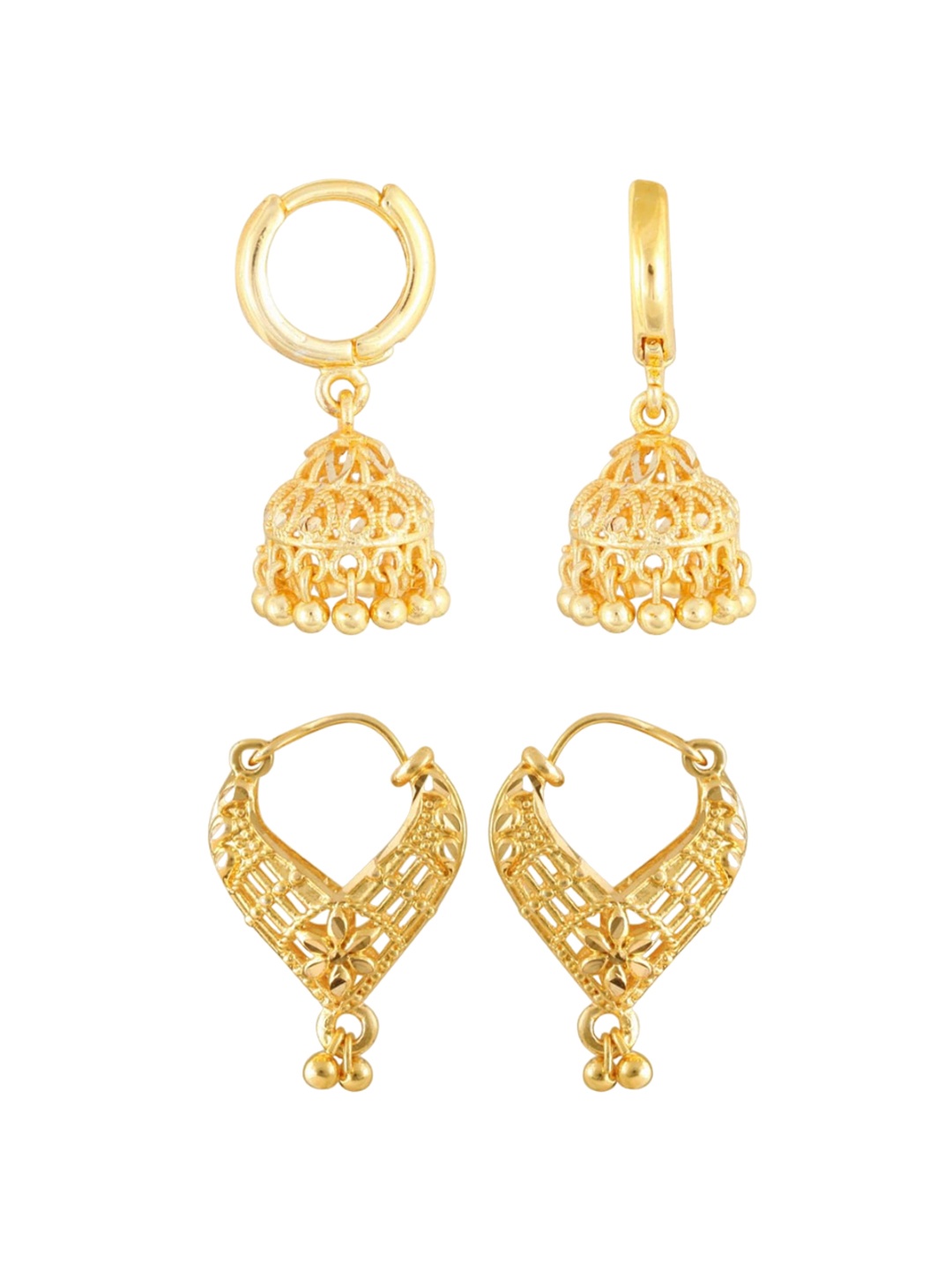 

Vighnaharta Set Of 2 Gold Plated Hoop Earrings