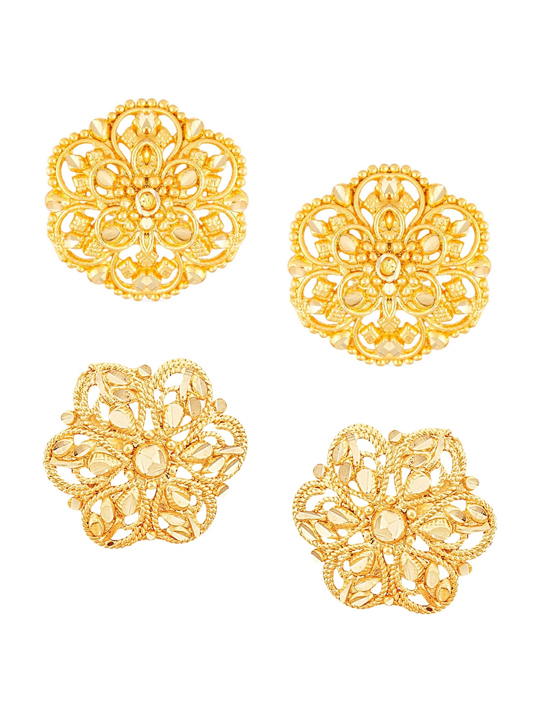 

Vighnaharta Set Of 2 Gold-Plated Floral Stud Earrings
