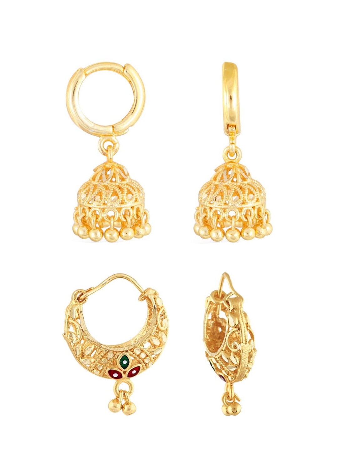 

Vighnaharta Set Of 2 Gold Plated Hoop Earrings