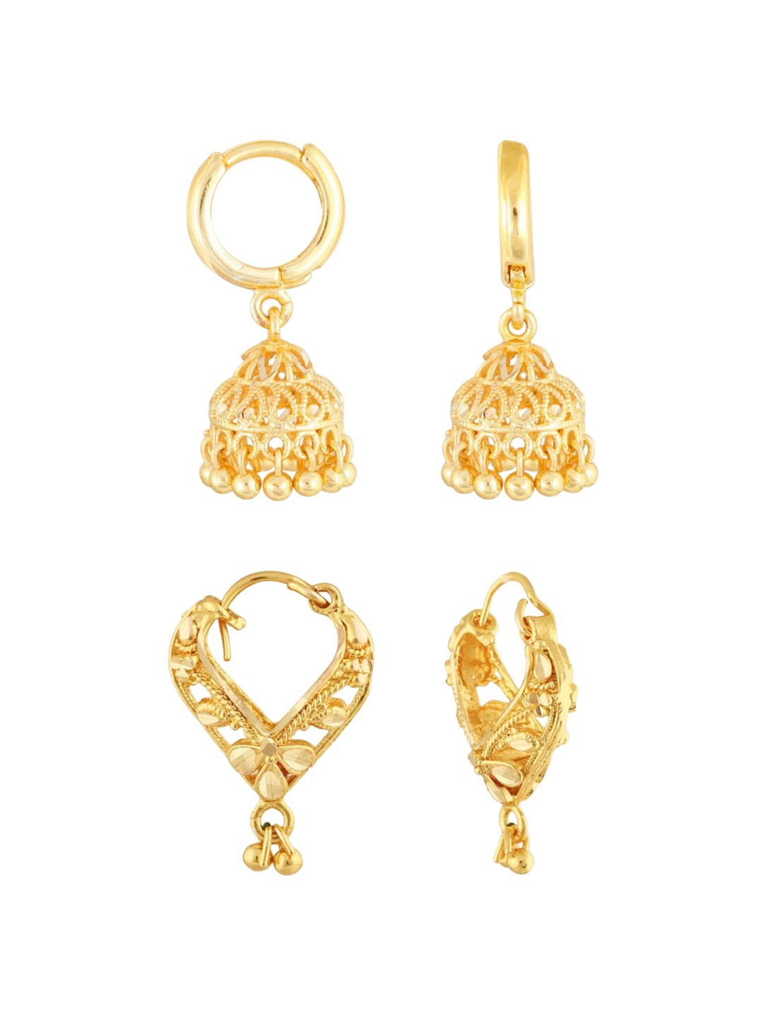 

Vighnaharta Set of 2 Gold Plated Jhumkas & Chandbalis